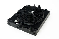 Thumbnail for CSF Universal Half Radiator w/-16AN & Slip-On Fittings/12in SPAL Fan & Shroud - Black Finish