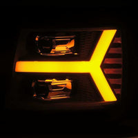 Thumbnail for AlphaRex 07-13 Chevy 1500HD PRO-Series Proj Headlight Plank Style Gloss Blk w/Activ Light/Seq Signal