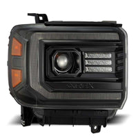 Thumbnail for AlphaRex 14-18 GMC Sierra LUXX LED Proj Headlights Plnk Style Alpha Blk w/Activ Light/Seq Signal/DRL