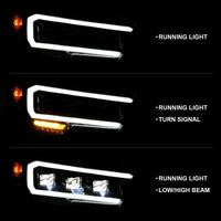 Thumbnail for ANZO 2016-2018 Toyota Tacoma LED Projector Headlights Plank Style Black w/ Amber