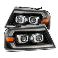 Thumbnail for AlphaRex 04-08 Ford F-150 (No 2004 Heritage) LUXX-Series LED Proj HL Alpha-Blk w/Actv Lgt / Seq. Sig