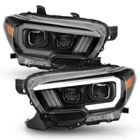 Thumbnail for ANZO 2016-2017 Toyota Tacoma Projector Headlights w/ Plank Style Switchback Black w/ Amber w/ DRL