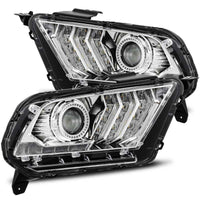 Thumbnail for AlphaRex 10-12 Ford Mustang LUXX LED Proj Headlights Plank Style Chrome w/Activ Light/Seq Signal
