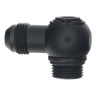 Thumbnail for DeatschWerks 8AN ORB Male to 8AN Male Flare Low Profile 90-Degree Swivel - Anodized Matte Black