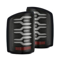 Thumbnail for AlphaRex 14-18 GMC Sierra 1500/2500HD/3500HD LUXX-Series LED Tail Lights Blk w/Actv Light & Seq. Sig