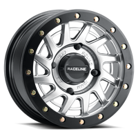 Thumbnail for Raceline A12SB Squad 15x7in/4x137 BP/38mm Offset/110.18mm Bore - Silver & Black Ring Beadlock Wheel