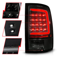 Thumbnail for ANZO 09-18 Dodge Ram 1500 Full LED Tailights w/ Sequential Black Housing/Clear Lens