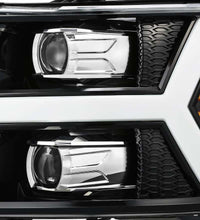 Thumbnail for AlphaRex 07-13 Chevy 1500 LUXX LED Proj Headlights Plank Style Jet Blk w/ Activ Light/Seq Signal/DRL