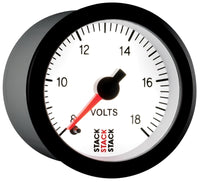 Thumbnail for Autometer Stack 52mm 8-18V Pro Stepper Motor Battery Voltage Gauge - White