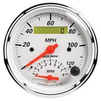 Thumbnail for AutoMeter Gauge Tach/Speedo 3-3/8in. 120MPH & 8K RPM Elec. Program. Arctic White