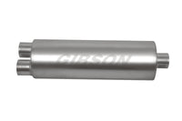 Thumbnail for Gibson SFT Superflow Dual/Offset Round Muffler - 8x24in/2.5in Inlet/3in Outlet - Stainless