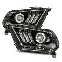 Thumbnail for AlphaRex 10-12 Ford Mustang PRO-Series Projector Headlights Plank Style Black w/Top/Bottom DRL