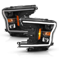 Thumbnail for ANZO 2018-2019 Ford F-150 Projector Plank Style H.L. Black Amber (Without Switchback)