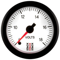 Thumbnail for Autometer Stack 52mm 8-18V Pro Stepper Motor Battery Voltage Gauge - White