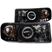 Thumbnail for ANZO 1994-2001 Dodge Ram Projector Headlights w/ Halo Black