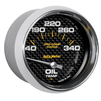 Thumbnail for Autometer Marine Carbon Fiber Electric Oil Temperature Gauge 2-5/8in 140-300 Deg F