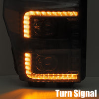 Thumbnail for AlphaRex 11-16 Ford F-250 SD PRO-Series Projector Headlights Plank Style Alpha Black w/Seq Signal