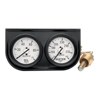 Thumbnail for Autometer AutoGage Two-Gauge Console 2-1/16in Mech 0-100 PSI Oil Press/100-280 Deg Water Temp-Black
