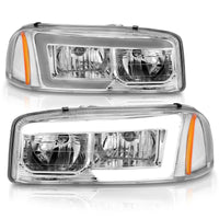 Thumbnail for Anzo 99-17 GMC Sierra/Denali Headlights Chrome Amber (w/C Light Bars)
