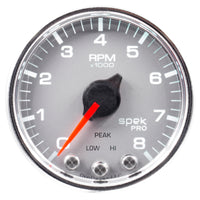 Thumbnail for Autometer Spek-Pro Gauge Tach 2 1/16in 8K Rpm W/ Shift Light & Peak Mem Slvr/Chrm