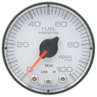 Thumbnail for Autometer Spek-Pro Gauge Fuel Press 2 1/16in 100psi Stepper Motor W/Peak & Warn Wht/Blk