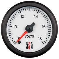 Thumbnail for Autometer Stack 52mm 8-18V Pro Stepper Motor Battery Voltage Gauge - White