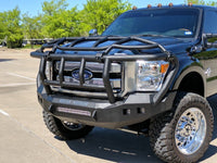 Thumbnail for Road Armor 11-16 Ford F-250 Stealth Front Bumper w/Intimidator Guard - Tex Blk