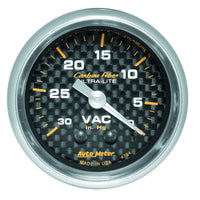 Thumbnail for Autometer 2-1/16in Vacuum Gauge Carbon Fiber Mechanical 30Hg