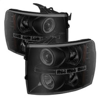 Thumbnail for Spyder Chevy Silverado 1500/2500 07-13 Projector Headlights LED Halo LED Blk Smke PRO-YD-CS07-HL-BSM