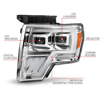 Thumbnail for ANZO 09-14 Ford F-150 Full LED Proj Headlights w/Initiation Feature - Chrome