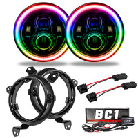 Thumbnail for Oracle Jeep Wrangler JL/JT 7in. High Powered LED Headlights (Pair) - w/ BC1 Controller SEE WARRANTY