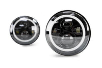 Thumbnail for DV8 Offroad 07-18 Jeep Wrangler JK LED Projector Headlights w/ Angel Eyes