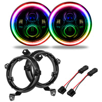 Thumbnail for Oracle Jeep Wrangler JL/JT 7in. High Powered LED Headlights (Pair) - w/o Controller SEE WARRANTY