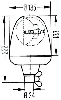 Thumbnail for Hella Rotating Lamp H 24V Yellow Mgs24 2Rl