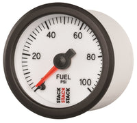 Thumbnail for Autometer Stack 52mm 0-100 PSI 1/8in NPTF Male Pro Stepper Motor Fuel Pressure Gauge - White