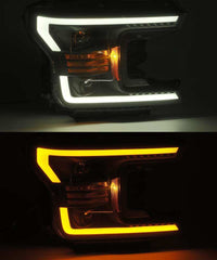 Thumbnail for AlphaRex 18-19 Ford F-150 PRO-Series Proj Headlights Plank Style Gloss Blk w/Activ Light/Seq Signal