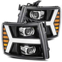 Thumbnail for AlphaRex 07-13 Chevy 1500HD PRO-Series Proj Headlight Plank Style Gloss Blk w/Activ Light/Seq Signal