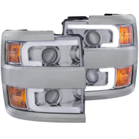 Thumbnail for ANZO 2015-2016 Chevrolet Silverado Projector Headlights w/ Plank Style Design Chrome w/ Amber