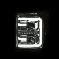 Thumbnail for ANZO 11-16 Ford F-250/F-350/F-450 Projector Headlights w/ Plank Style Switchback Chrome w/Amber