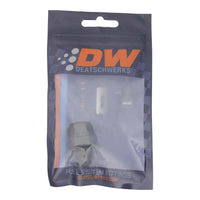 Thumbnail for DeatschWerks 6AN Male Flare to Fuel Pump Outlet Barb Adapter - Anodized Matte Black