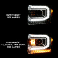 Thumbnail for ANZO 2014-2015 Gmc Sierra 1500 Projector Headlights w/ Light Bar Chrome Housing (Halogen Type)