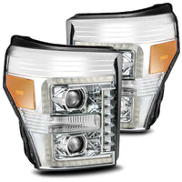Thumbnail for AlphaRex 11-16 Ford F-250 SD PRO-Series Projector Headlights Plank Style Design Chrome w/Seq Signal