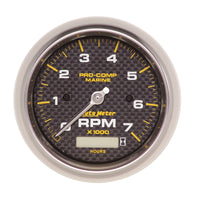 Thumbnail for Autometer Marine Carbon Fiber Ultra-Lite 3-3/8in 7K RPM w/Hourmeter Tachometer Gauge