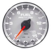 Thumbnail for Autometer Spek-Pro Gauge Fuel Press 2 1/16in 15psi Stepper Motor W/Peak & Warn Slvr/Chrm