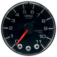 Thumbnail for Autometer Spek-Pro Gauge Tach 2 1/16in 11K Rpm W/ Shift Light & Peak Mem Blk/Chrm