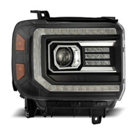 Thumbnail for AlphaRex 14-18 GMC Sierra LUXX LED Proj Headlights Plank Style Black w/Activ Light/Seq Signal/DRL