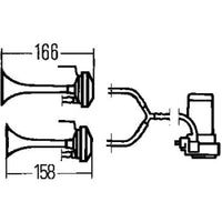 Thumbnail for Hella Twin Trumpet Horn Kit 12V 240W 795-800Hz 118dB