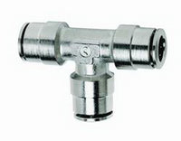 Thumbnail for Firestone Union Tee 1/4in. Nickel Push-Lock Air Fitting - 25 Pack (WR17603025)
