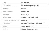 Thumbnail for Go Rhino Xplor Blackout Series Round LED Driving Light w/DRL (Surface/Threaded Stud Mnt) 7in. - Blk