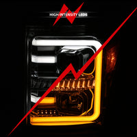 Thumbnail for ANZO 11-16 Ford F-250/F-350/F-450 Projector Headlights w/ Plank Style Switchback Chrome w/Amber